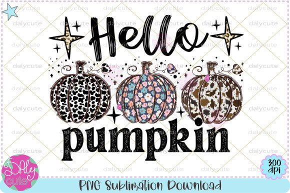 Hello Pumpkin Fall Cowhide Sublimation T-Shirt Graphics