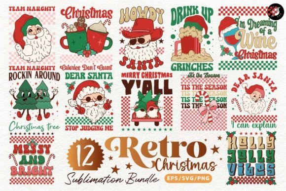 Retro Christmas Graphics for Crafters and Merchandise