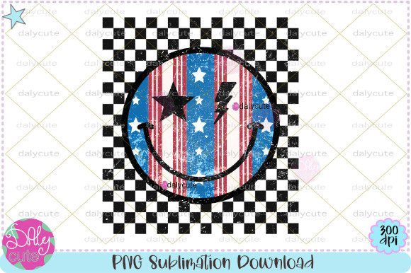 Retro Smiley America Checkered Graphics for T-Shirt Designs