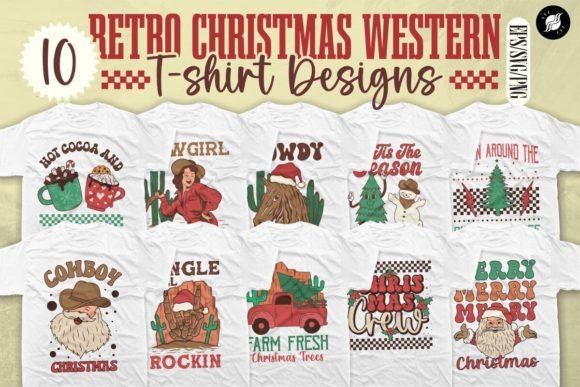 Reviewing Retro Christmas Western Graphics for T-Shirt Designs