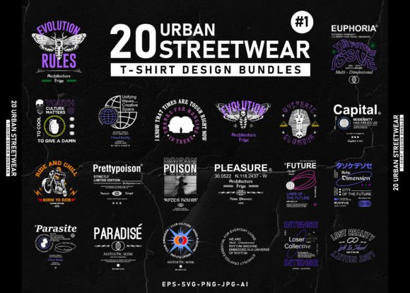 Streetwear T-shirt Graphics Bundle for Crafting & Selling